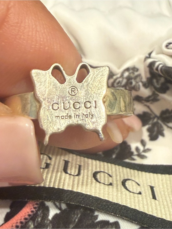 Gucci Accessories - Gucci Silver Butterfly Logo Ring - Silver Size 7